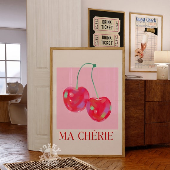 Cherry Retro Wall Art Print, 70s Aesthetic