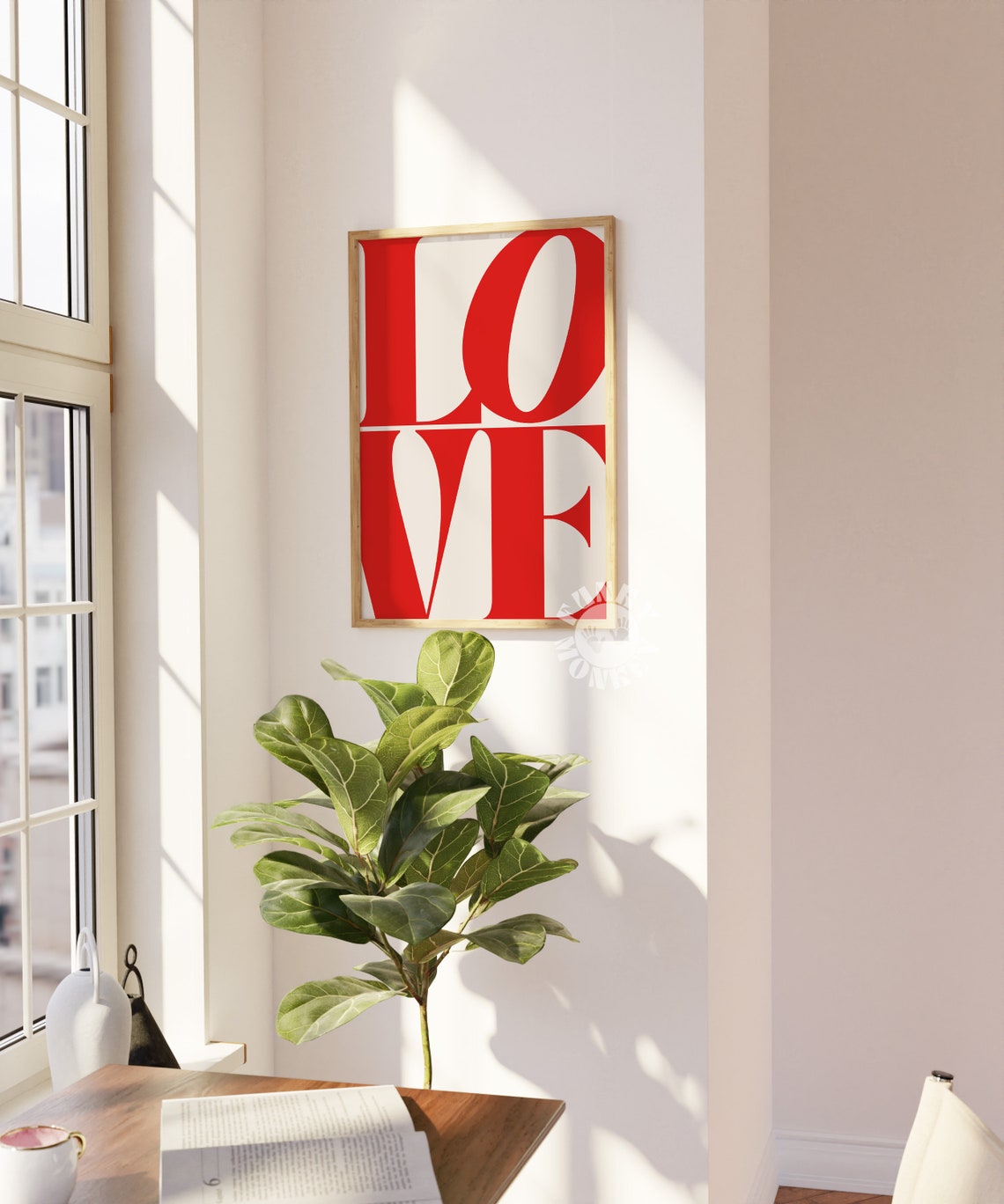 Love Giant Red Stacked Letter Typography Minimalist Pop Art Poster
