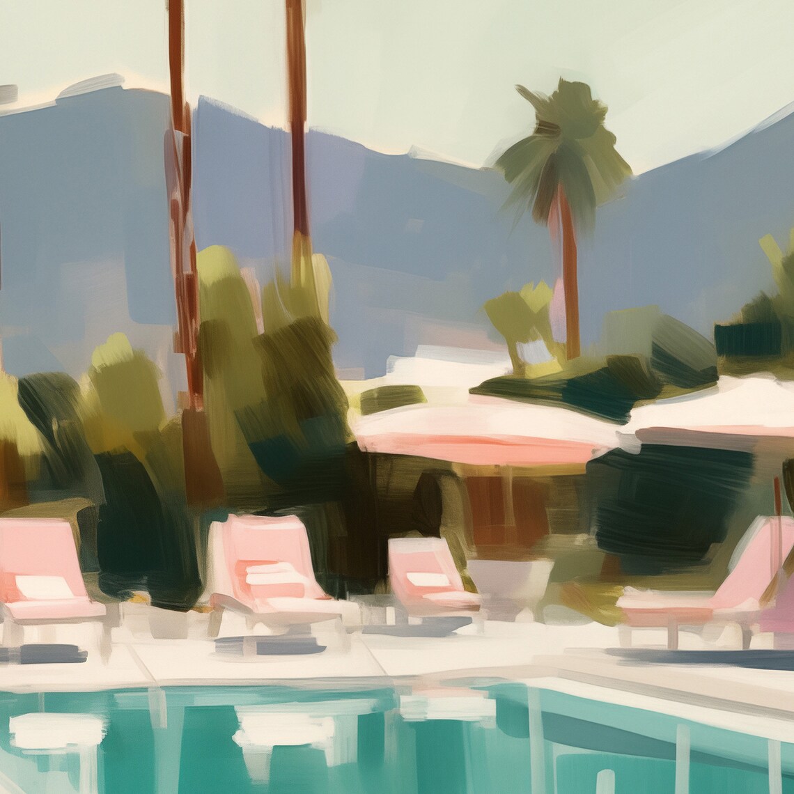Swimming Pool Retro Abstract Palm Springs Art Print