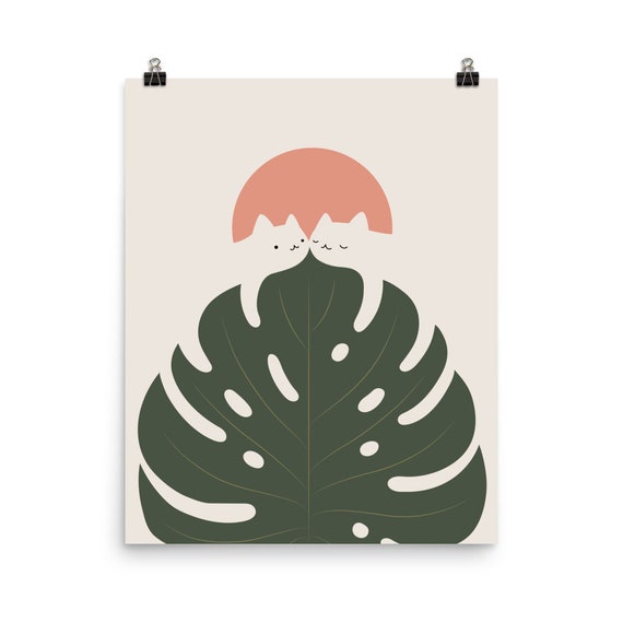 Cat And Plant 37 Poster Print, Cats Decor