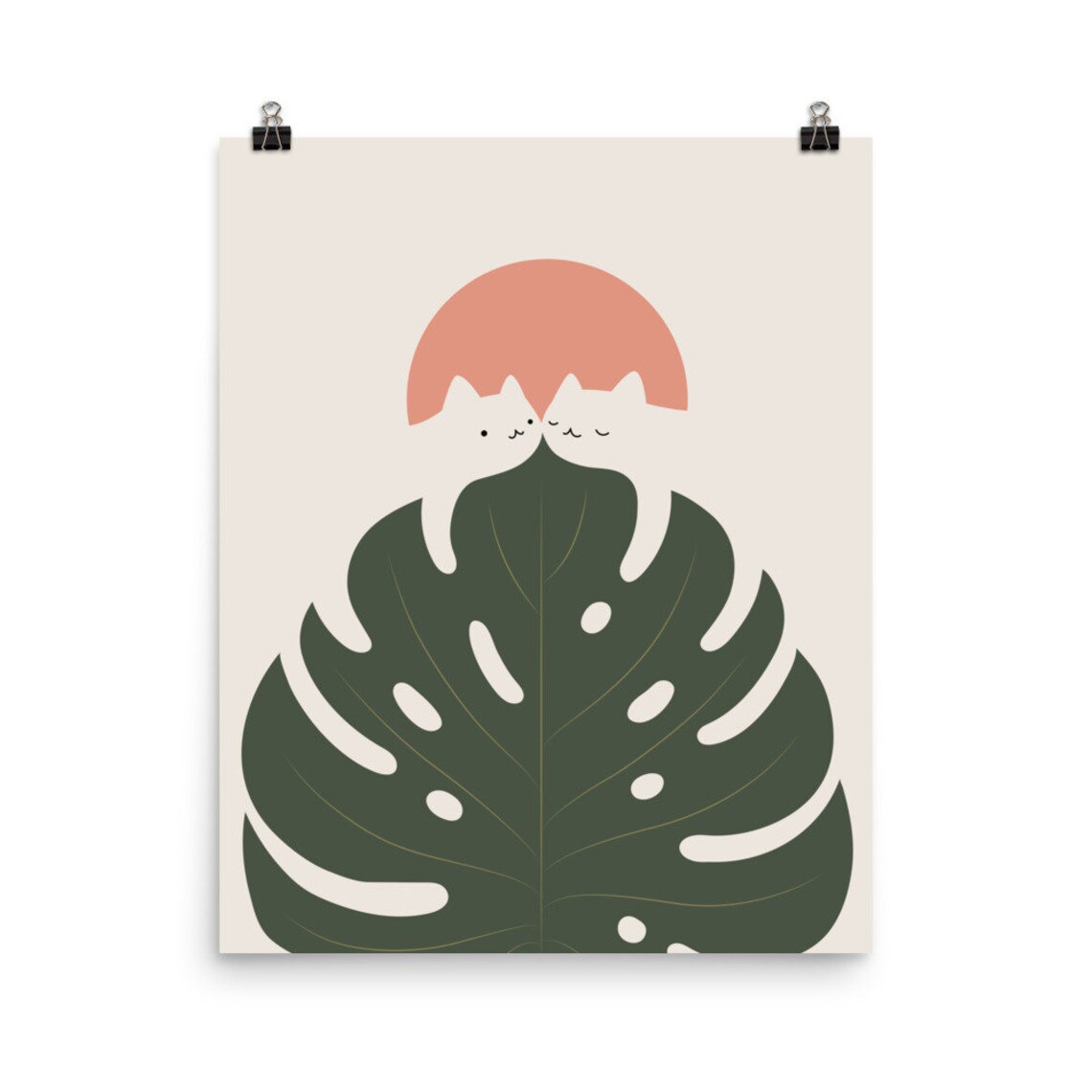 Cat And Plant 37 Poster Print, Cats Decor