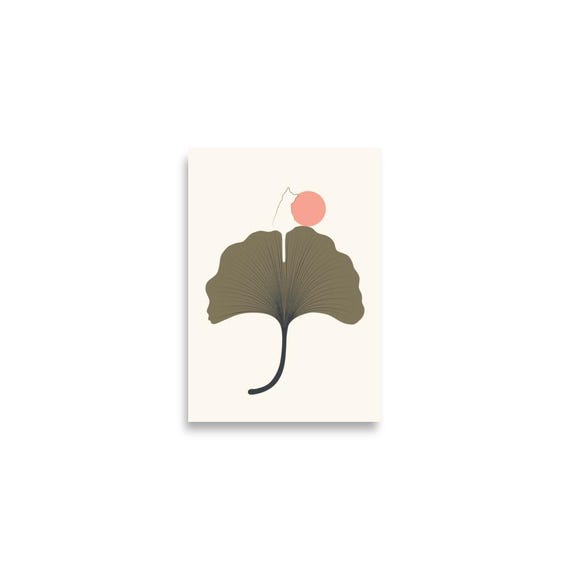 Cat And Plant 33 Art Print