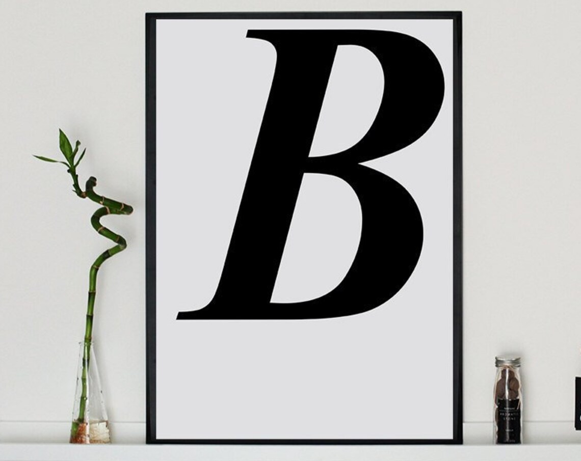 Bold Black Letter B Typography Scandinavian Minimalist Print - Image 2