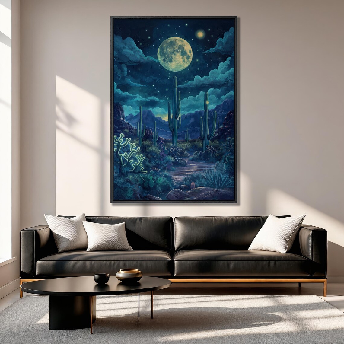 Mystical Moonlit Desert Landscape Art Print - Image 2