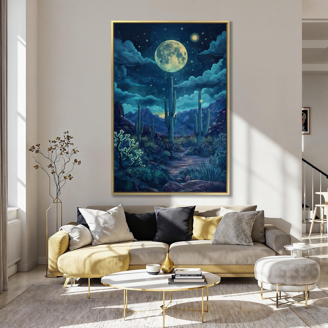Mystical Moonlit Desert Landscape Art Print - Image 4
