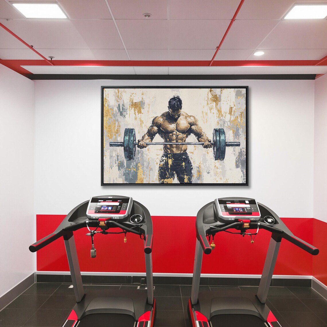 Muscular Man Lifting Weights, Fitness Wall Art Print - Image 5