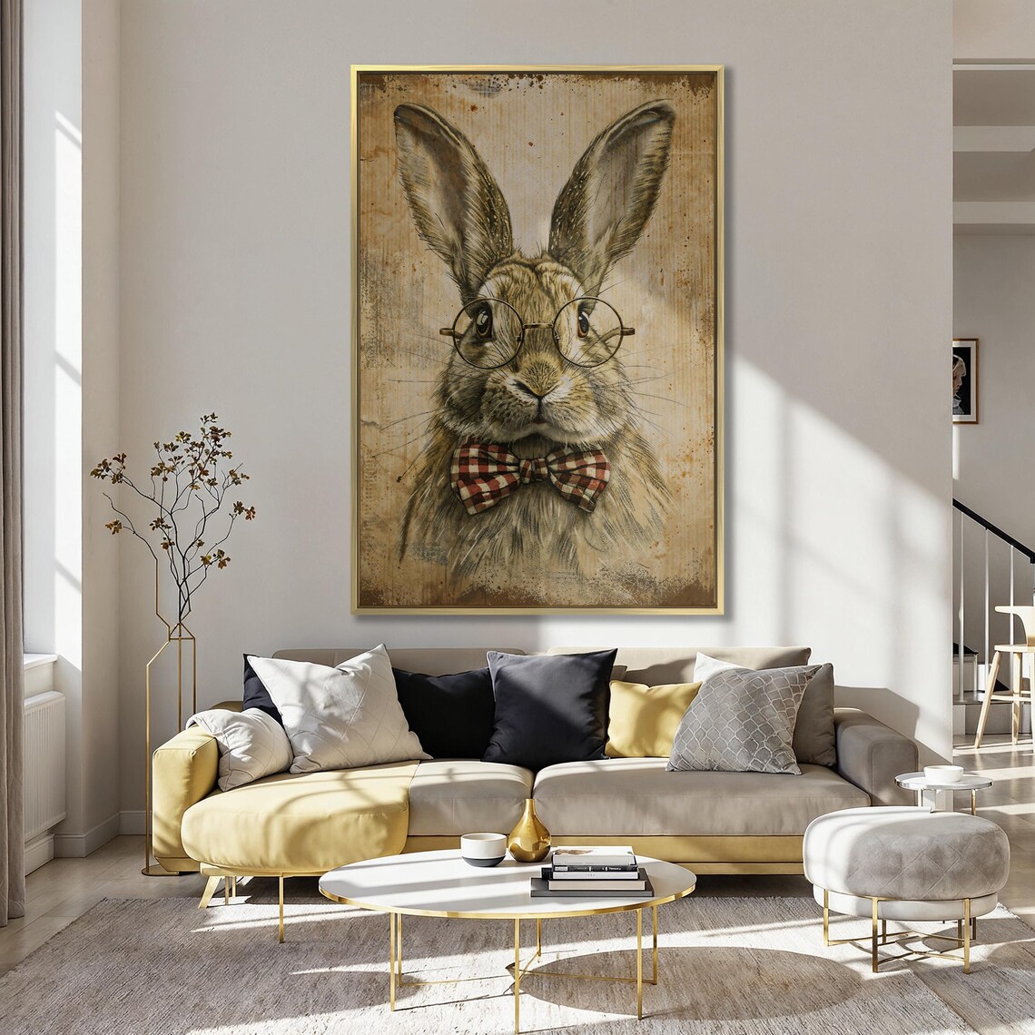 Vintage Scholar Bunny Art Print, Rabbit With Glasses - Image 3