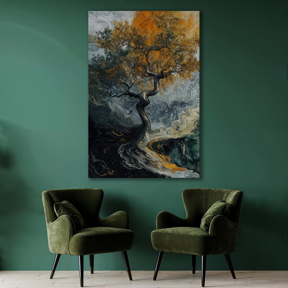 Abstract Tree Wall Art Nature Inspired Painting Print Modern Wall Decor Contemporary Artwork Fluid Swirls Poster Ready To Hang Gift - Image 2