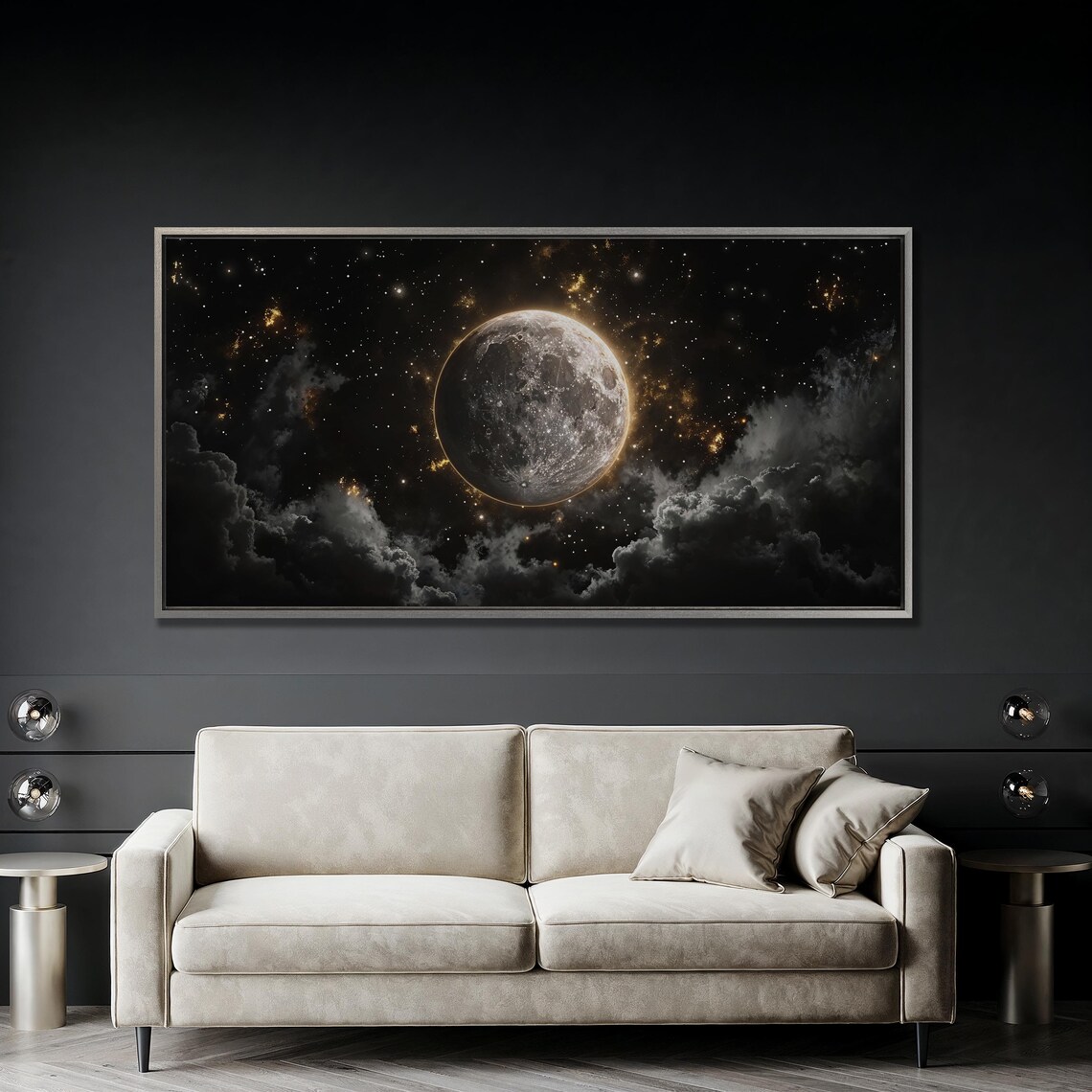 Full Moon Mystical Moonlit Night Sky Art Print - Image 2