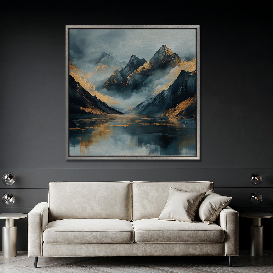 Misty Mountain Range Lake View Landscape Poster - Image 4