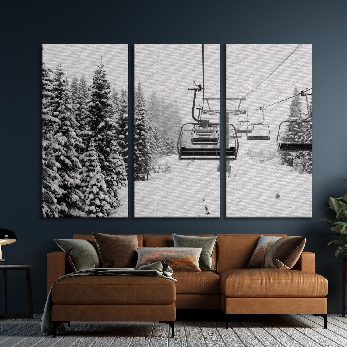 Scenic Ski Lift Print Winter Cable Car Wall Art Snow Covered Spruce Trees Winter Large Wall Art Poster Ski Lodge Decor Skier Gift - Image 5