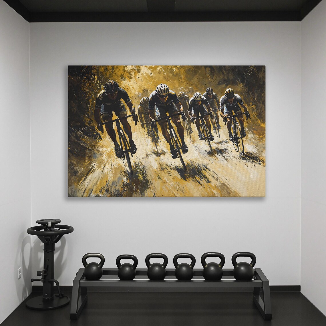 Golden Hour Cycling Race Peloton Painted in Sepia Style Poster - Image 2