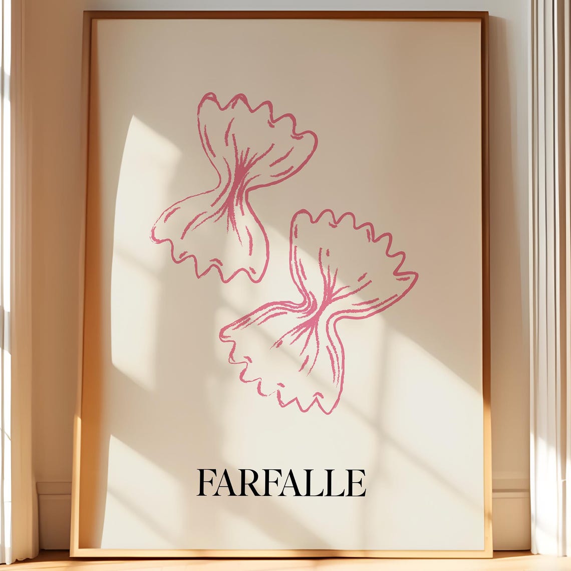 Farfalle Print Pasta Illustration For Lovers Kitchen Italian Food Poster Artwork Dining Room Decor