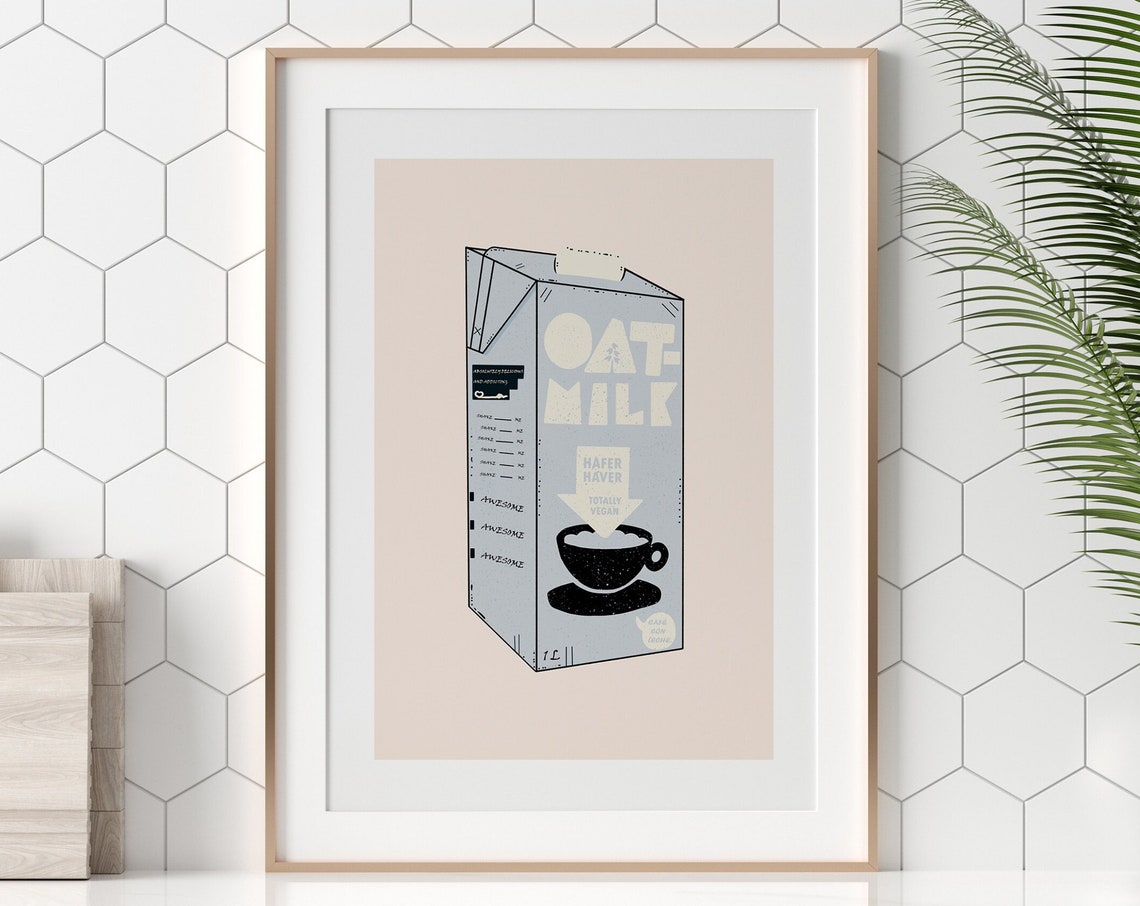 Iconic Oatmilk Print Vintage Illustration