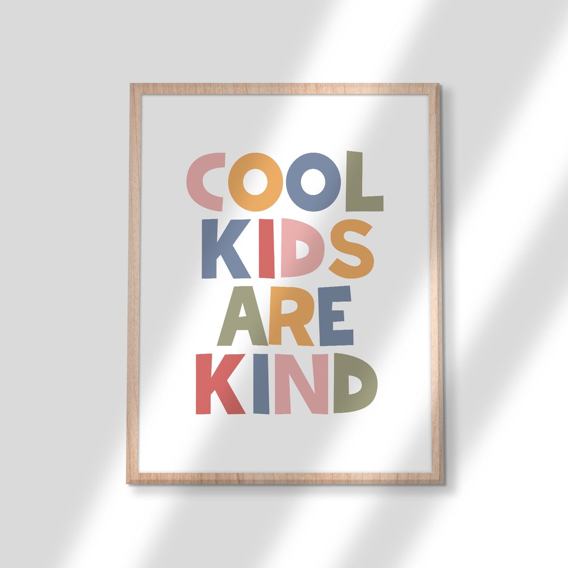 Cool Kids Are Kind Rainbow Block Letters Playroom Wall Decor Poster - Image 3
