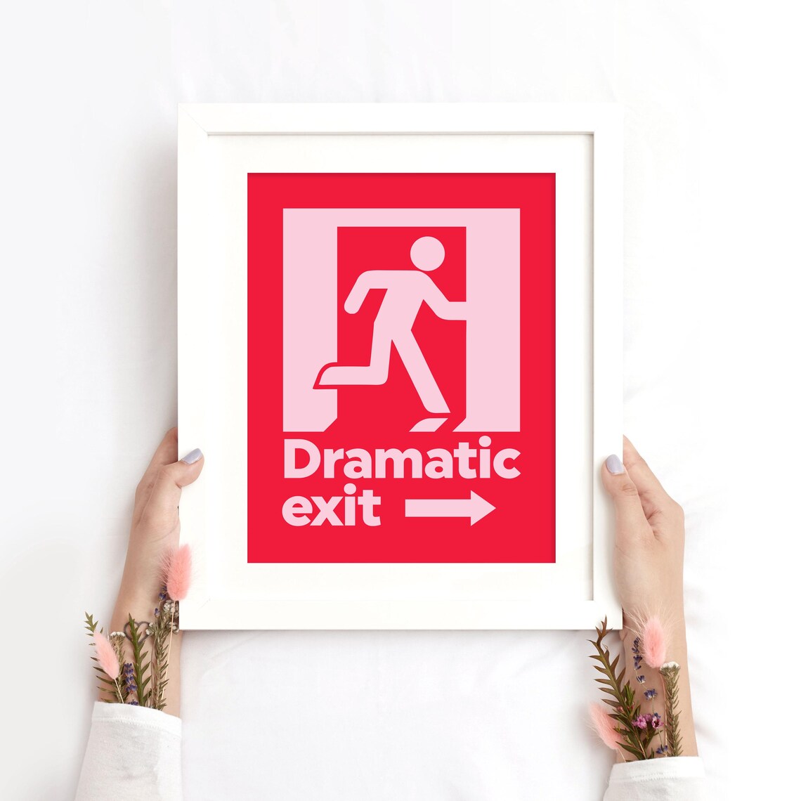 Dramatic Exit Print Exit Sign Funny Poster Quirky Pink Sign Dopamine Decor Maximalist Art Danish Pastel Instant - Image 2