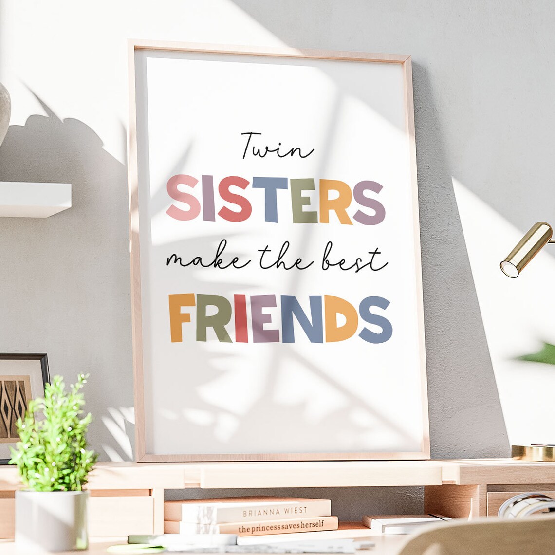 Twin Sisters Make the Best Friends Colorful Kids Nursery Poster - Image 2