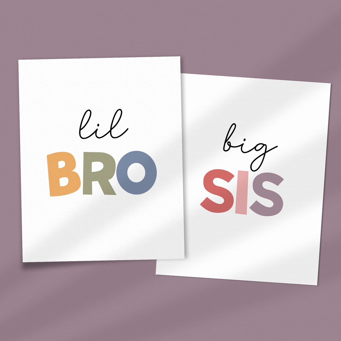 Lil Bro Big Sis Matching Two Piece Kids Room Sibling Decor Poster - Image 2