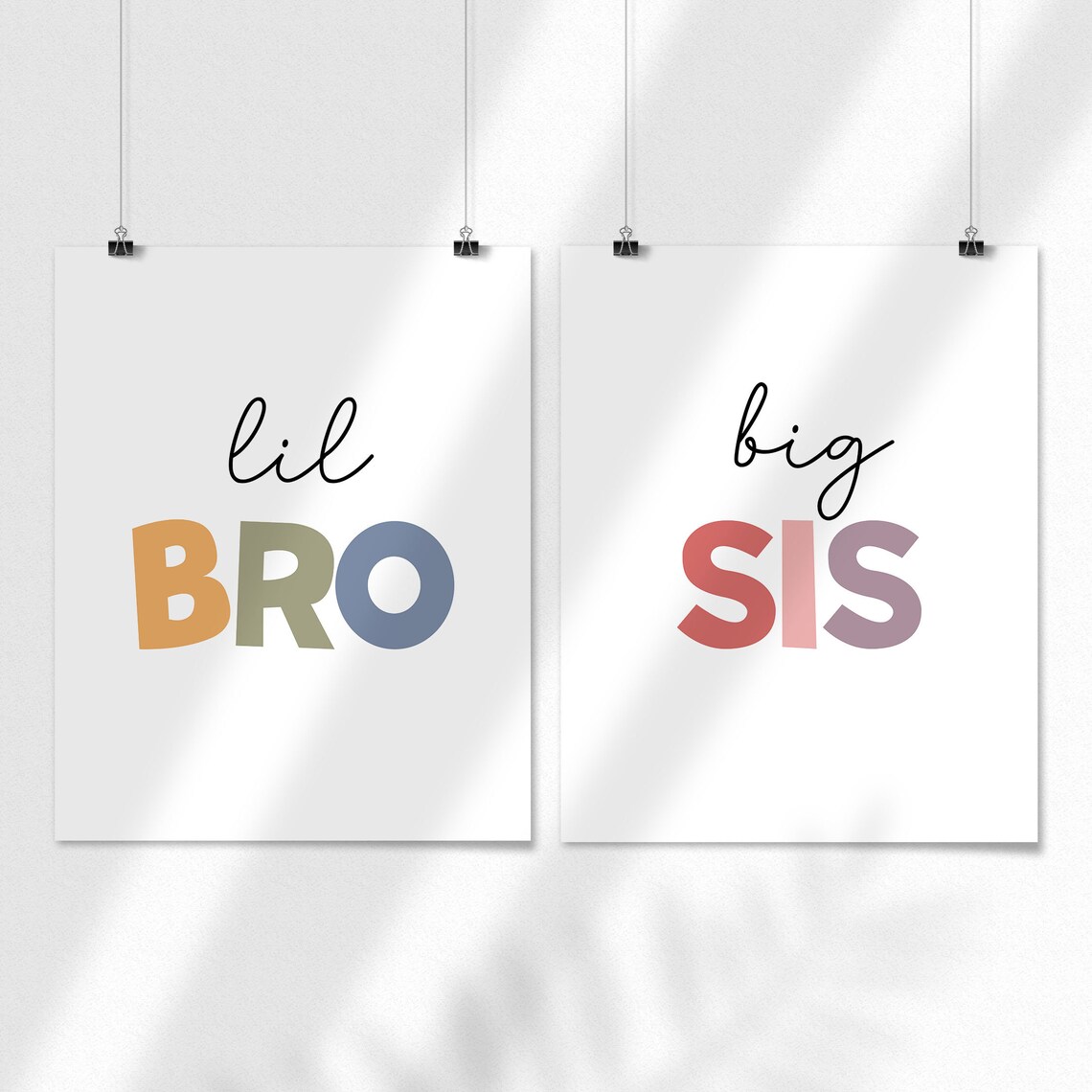 Lil Bro Big Sis Matching Two Piece Kids Room Sibling Decor Poster - Image 3