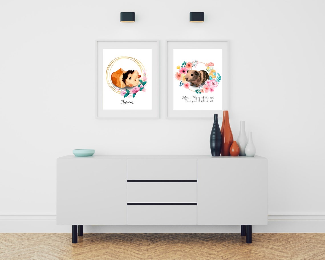 Custom Portrait of Two Guinea Pigs Personalized Pet Lover Gift Print - Image 5
