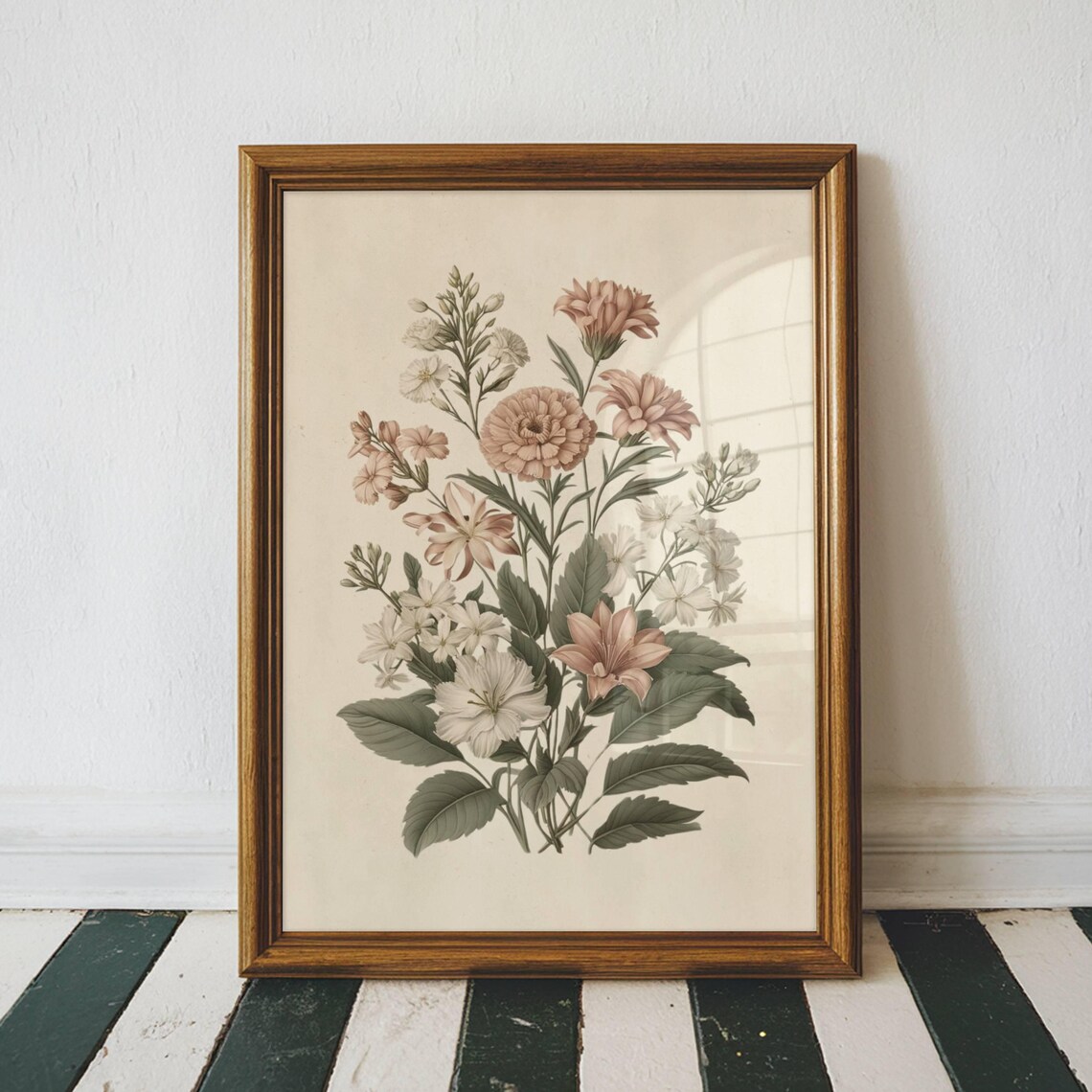 Vintage Floral Botanical Print, Farmhouse Art Print