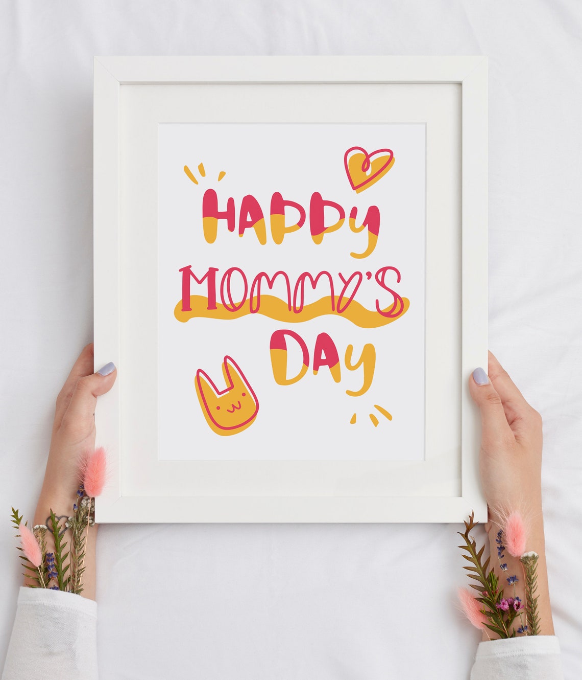 Happy Mommys Day Wall Art Happy Mothers Day Print Nursery Wall Art Mothers Day Kids Print Love Mom Colorful Illust Homedecor - Image 2