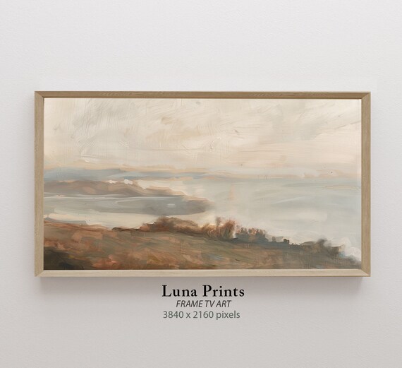 Abstract Neutral Shoreline Misty Coast Impressionist Wall Art