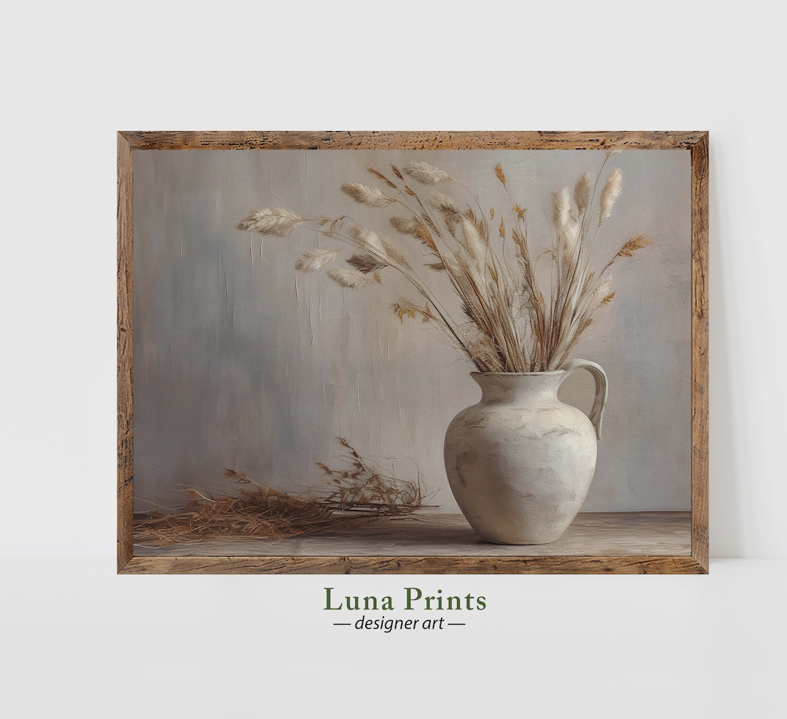 Fall Stems Vintage Floral Still Life Art Print