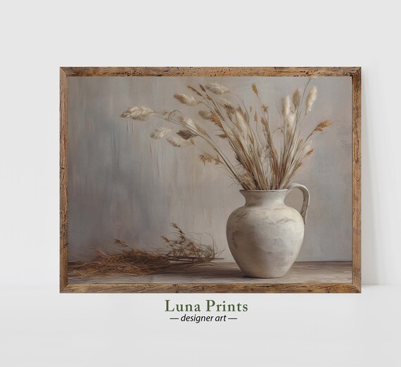 Fall Stems Vintage Floral Still Life Art Print