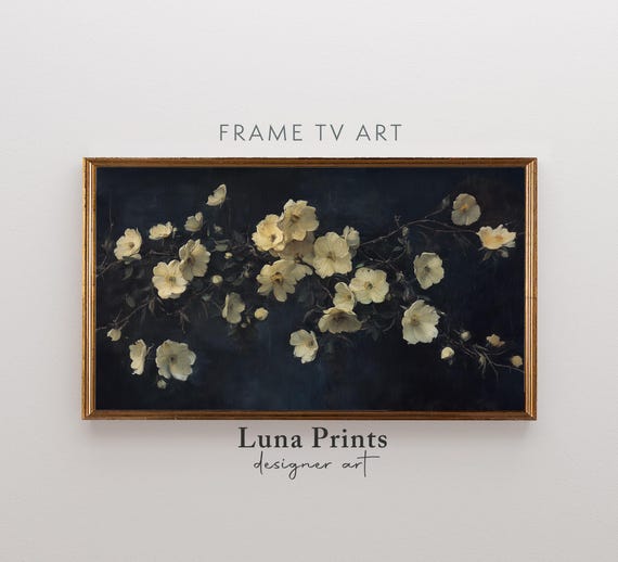 Spring Floral Frame Art Print, Muted Yellow Flowers