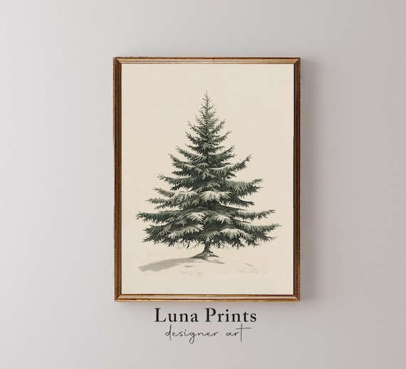 Vintage Evergreen Winter Botanical Christmas Art Print