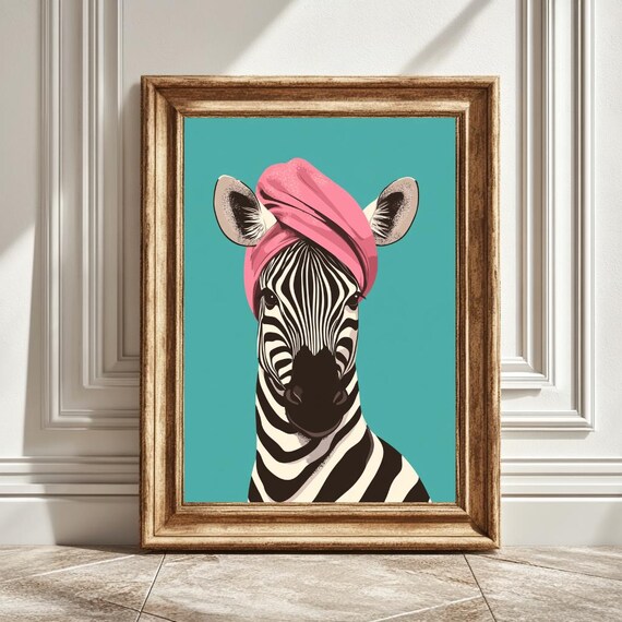 Zebra With Towel Wrapped, Funky Animal Poster