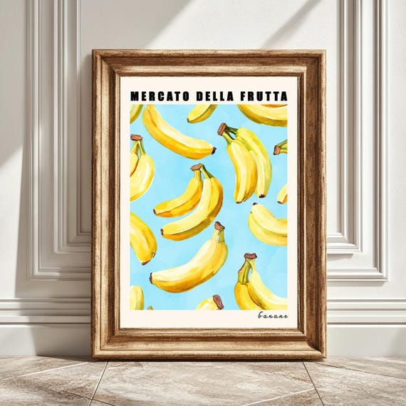 Bananas Art Print, Fruit Illustration Kitchen Decor