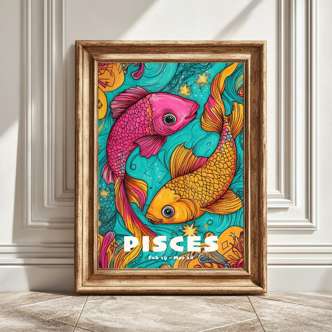 Astrology Funky Pisces Horoscope Art Print
