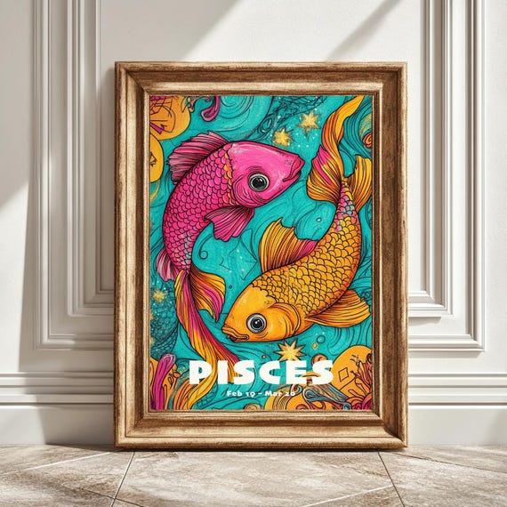 Astrology Funky Pisces Horoscope Art Print