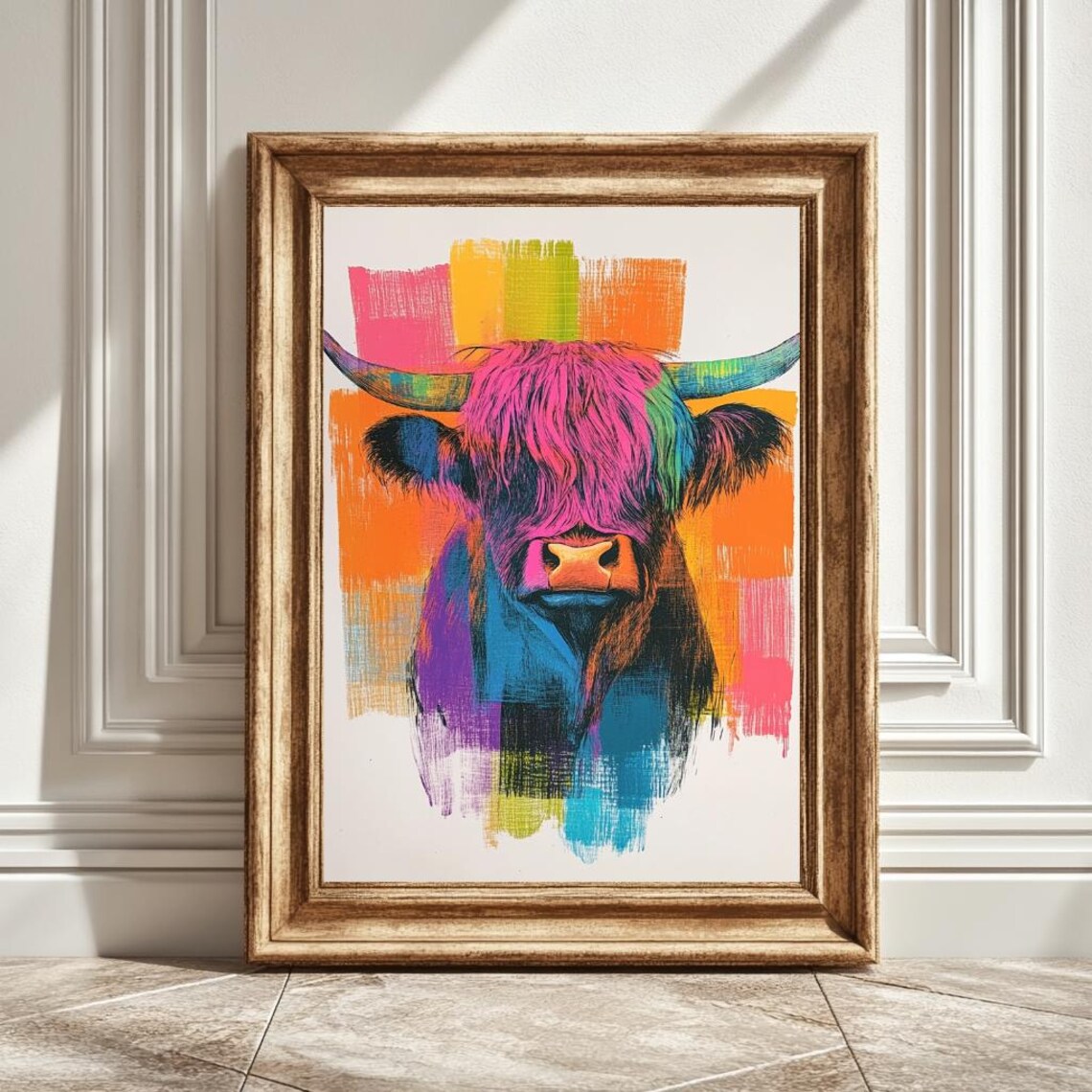Matisse-Inspired Highland Cow Art Print, Modern Art