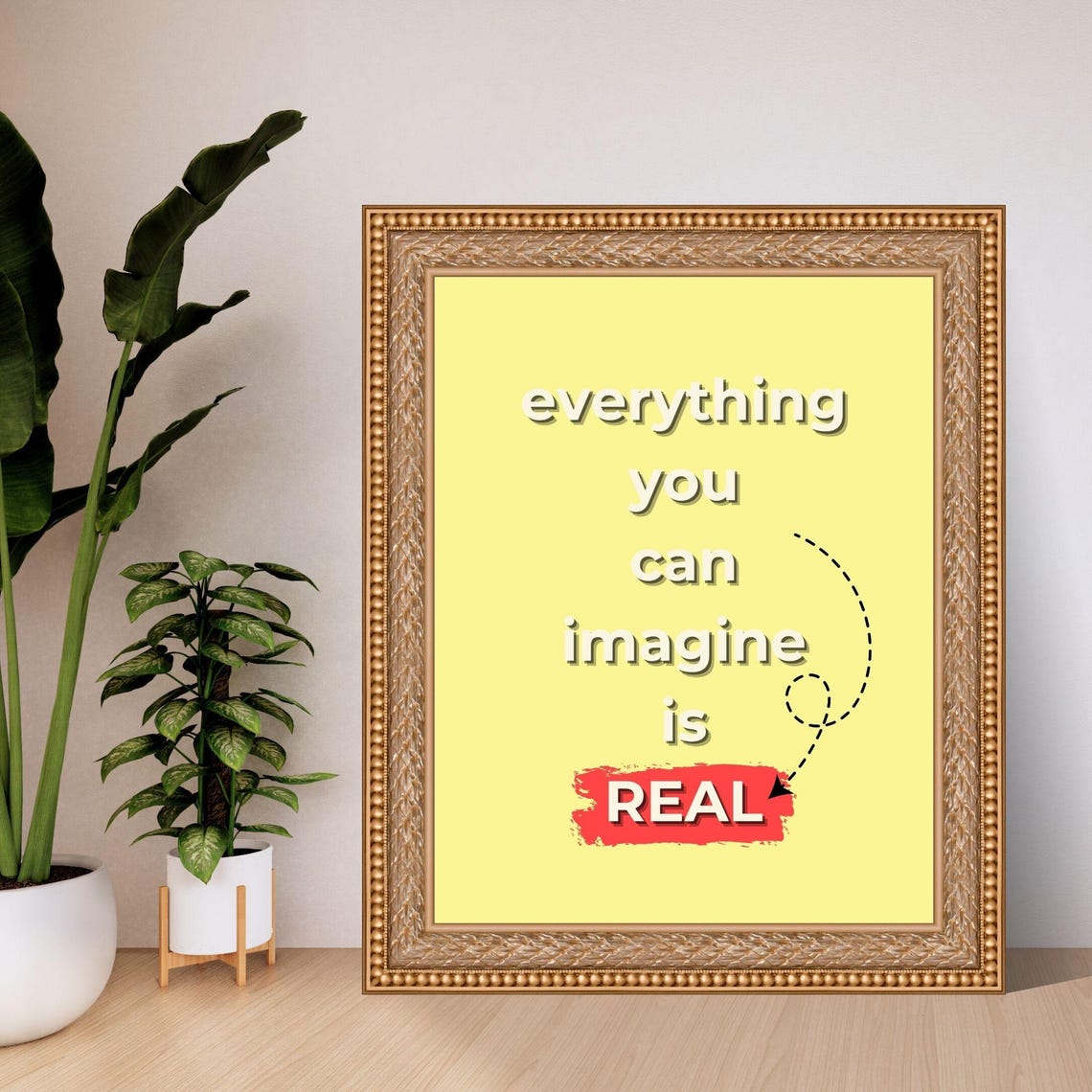 Everything You Can Imagine Is Real Bold Yellow Motivational Poster - Image 6