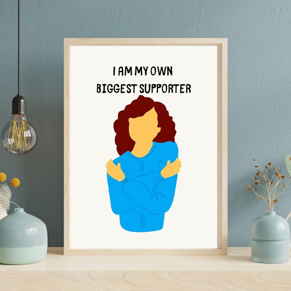 I Am My Own Biggest Supporter Self Hug Woman Illustration Self Love Wall Art Poster