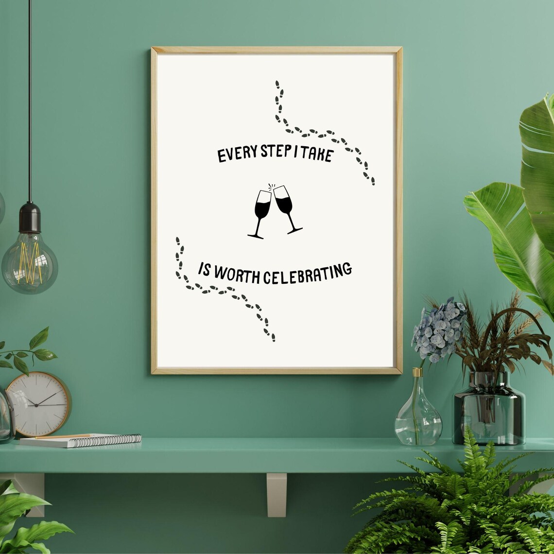 Every Step I Take Is Worth Celebrating Wine Cheers Footprints Minimalist Wall Art Poster - Image 3