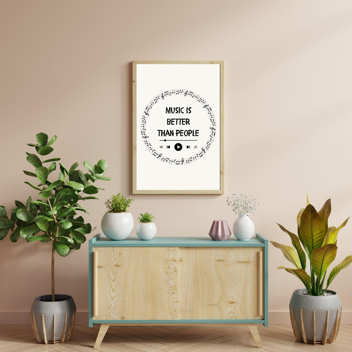 Music Is Better Than People Funny Music Lover Quote Notes Art Poster - Image 4