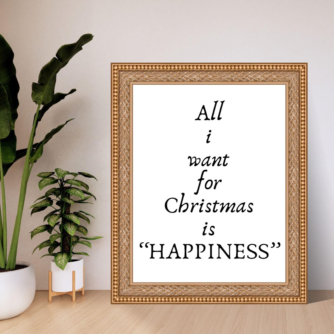 All I Want For Christmas Is Happiness Holiday Quote Wall Poster - Image 3