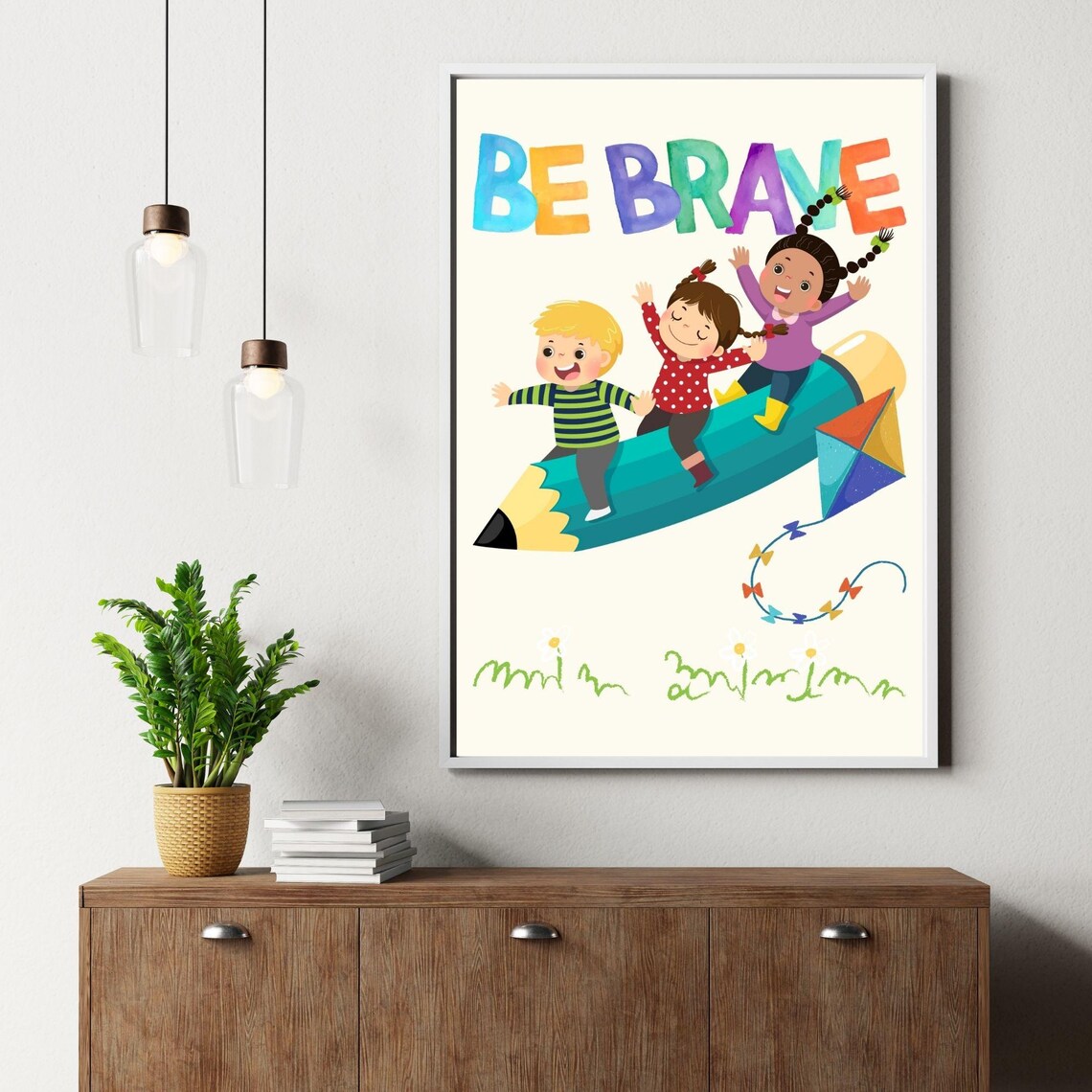 Be Brave Whimsical Inspirational Kids Wall Art - Image 4