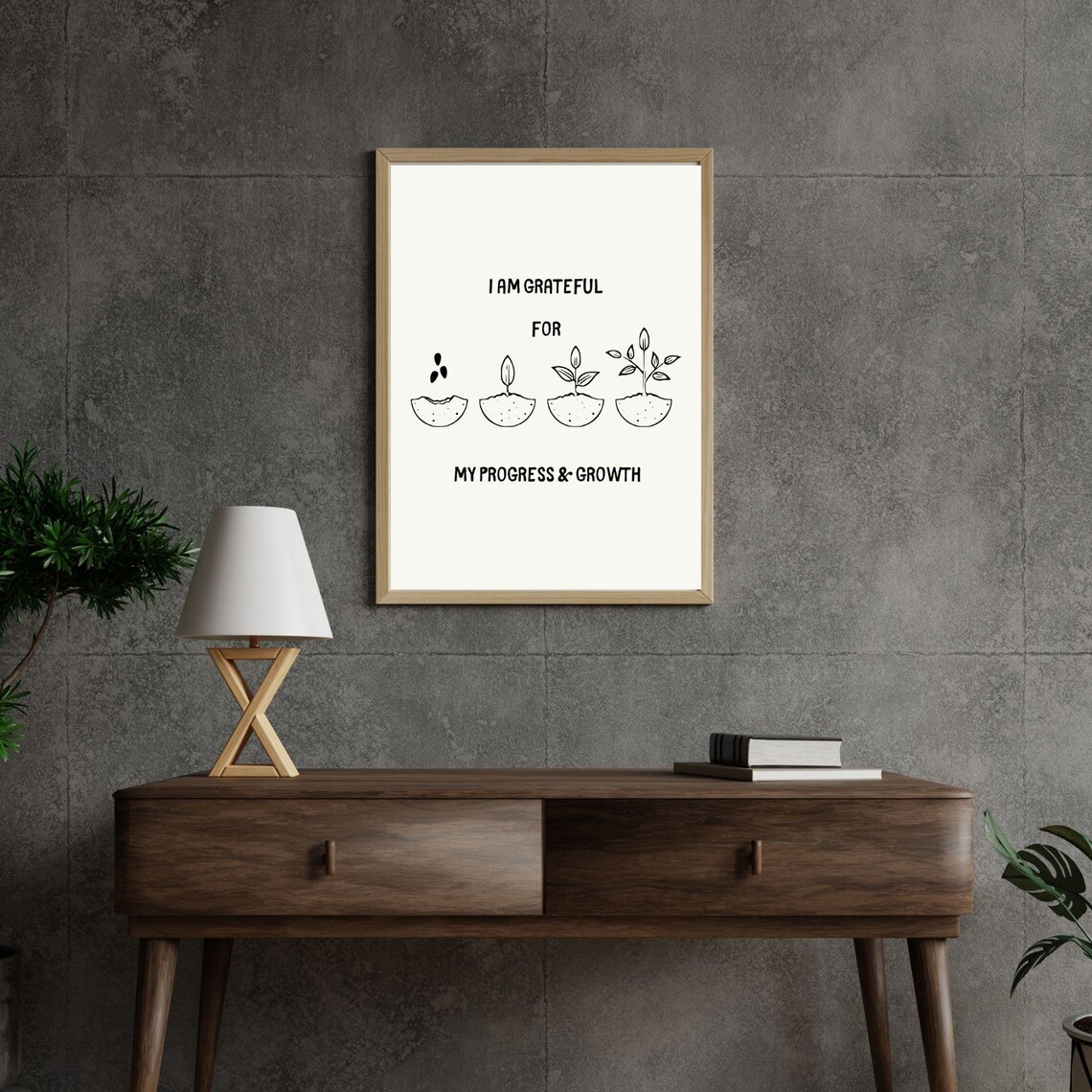 I Am Grateful For My Progress And Growth Seedling Stages Motivational Wall Art Poster - Image 2