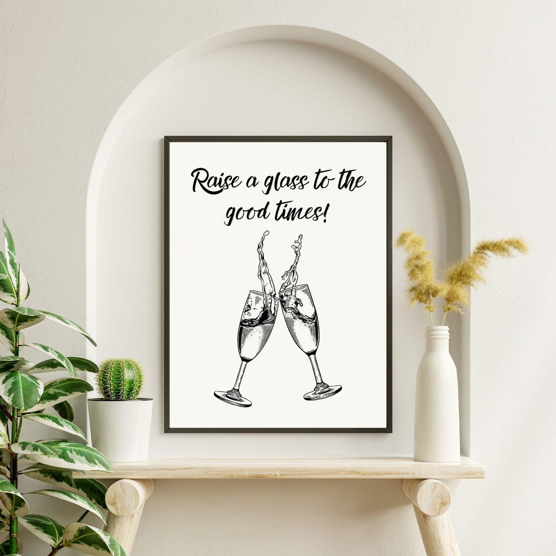 Raise A Glass To The Good Times Champagne Toast Minimalist Wall Poster - Image 4