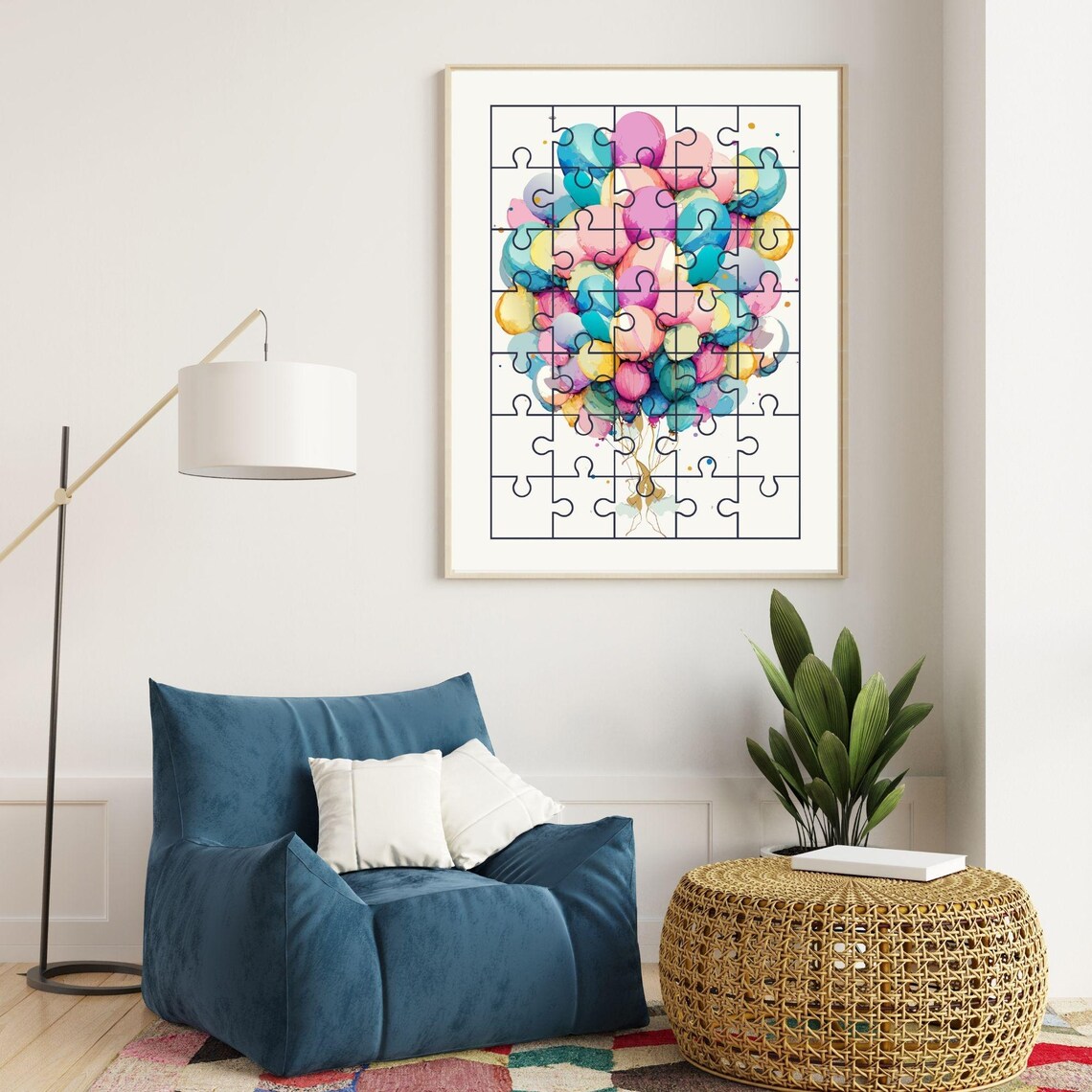 Puzzle Flying Balloons, Minimalist Fun Decor Poster - Image 6