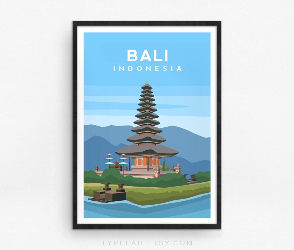 Bali Travel Poster, Ulun Danu Temple Landscape - Image 2