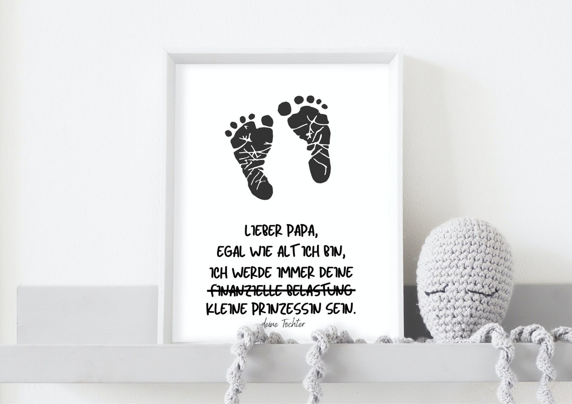 Funny Dad Quote Footprint Gift From Daughter Keepsake Art Poster - Image 2