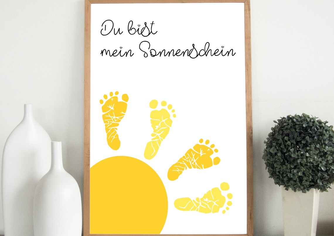 You Are My Sunshine Footprint Sun Baby Keepsake Nursery Art Poster - Image 2