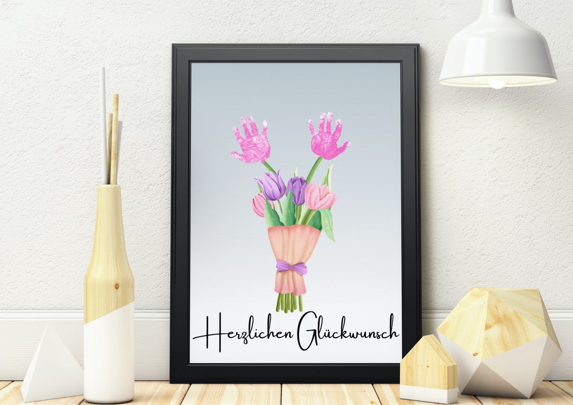 Congratulations Handprint Flower Bouquet Gift Keepsake Art Poster - Image 4
