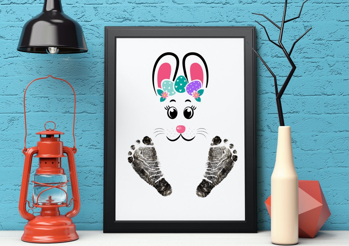 Easter Bunny Footprint Baby Keepsake Nursery Spring Art Poster - Image 2